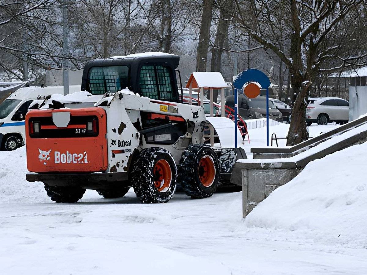 Snow removal on a residential street