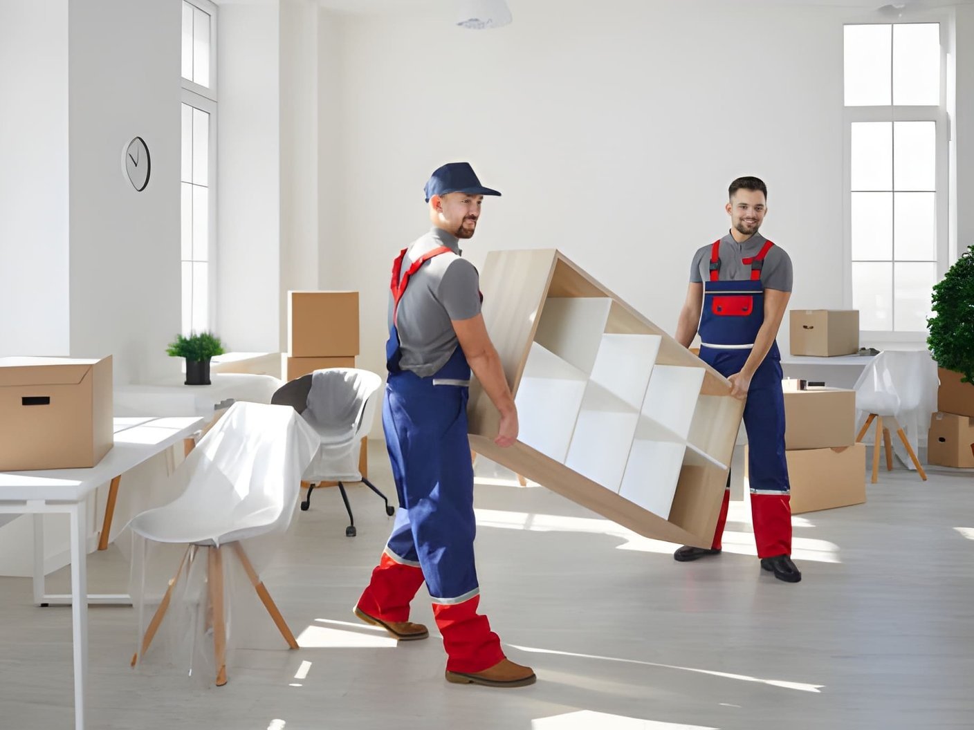 Commercial cleaning crew in an office