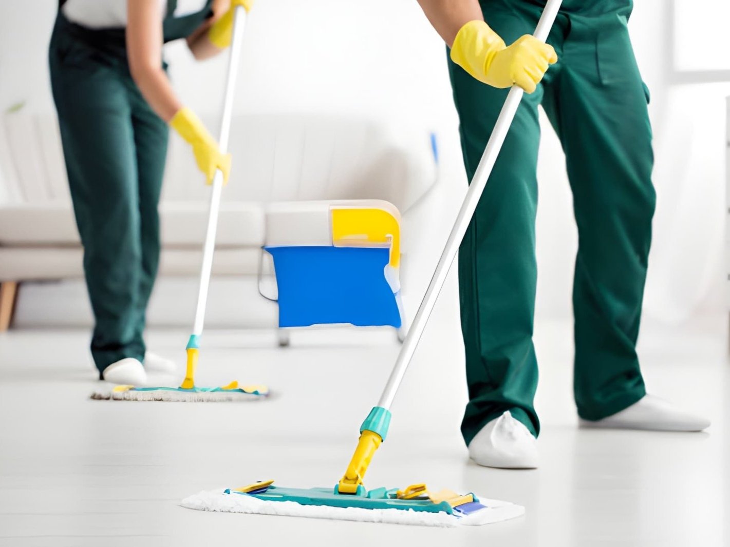 Residential cleaning service in progress